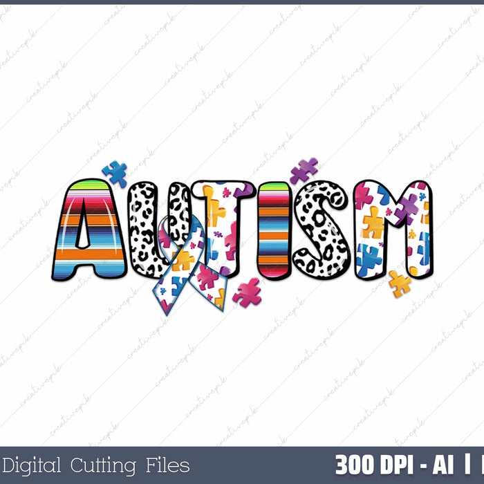 Autism Awareness AI PNG Sublimation Files