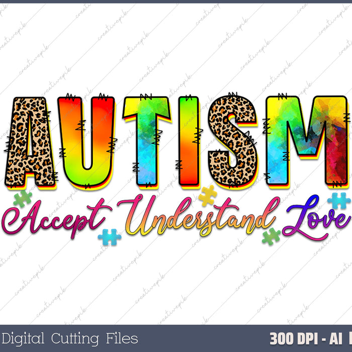 Autism Awareness Accept Understand Love AI PNG Sublimation File