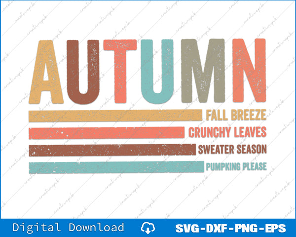 Autumn-themed text with colorful letters on a white background