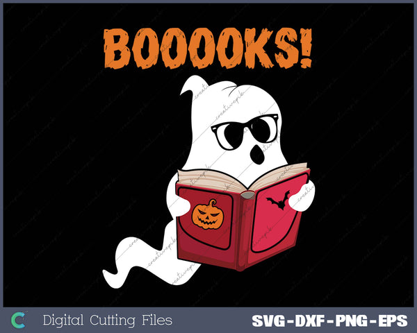 Booooks Ghost Reading Books Halloween