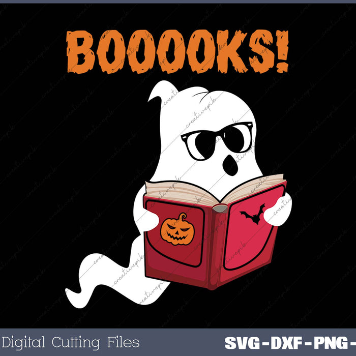 Booooks Ghost Reading Books Halloween