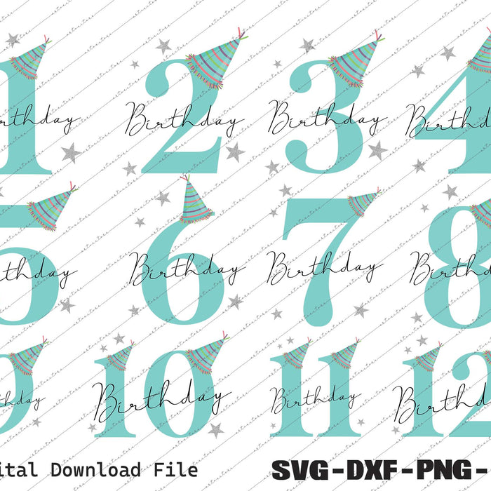 Baby Boy 1st to 12th Birthday Outfit, Kids Birthday Svg, Png Files