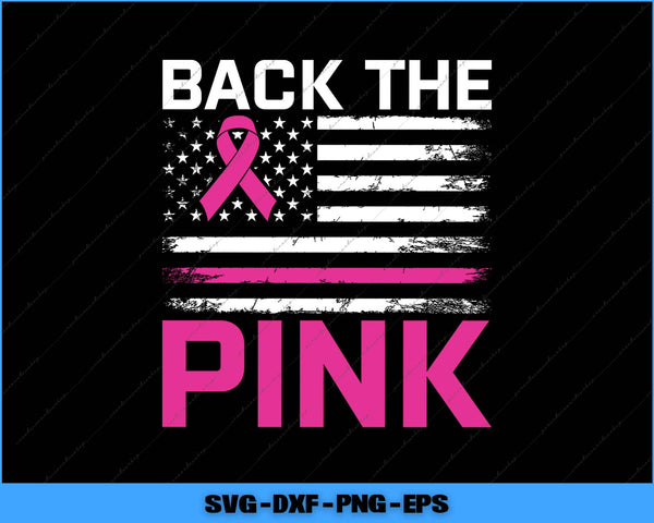 American flag with pink ribbon and 'Back the Pink' text on a black background