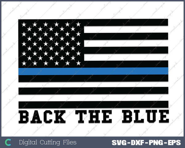 Back the Blue Police Support Thin Blue Line American Flag