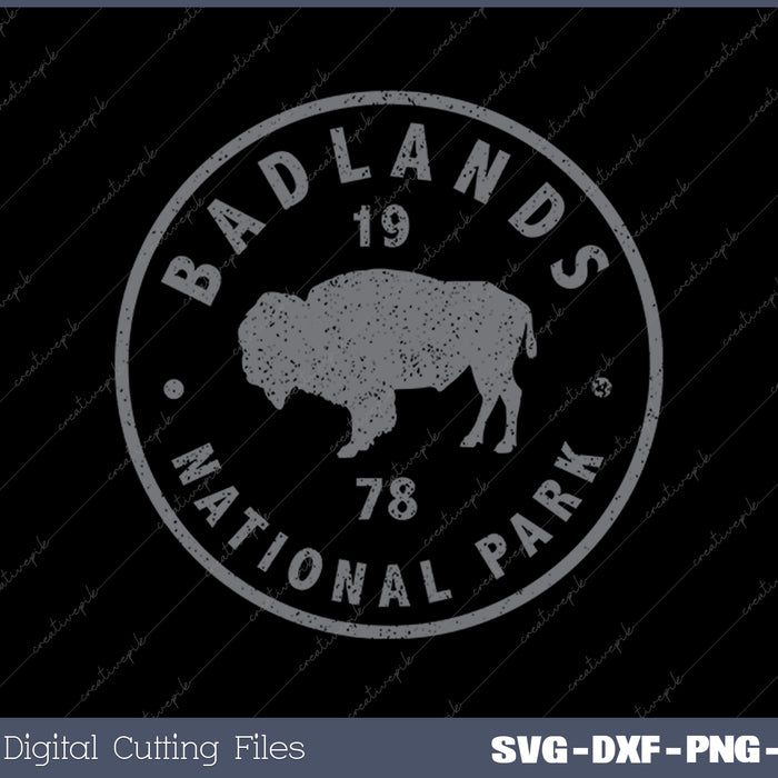 Badlands National Park Bison Vintage Mens SVG PNG Cutting Files