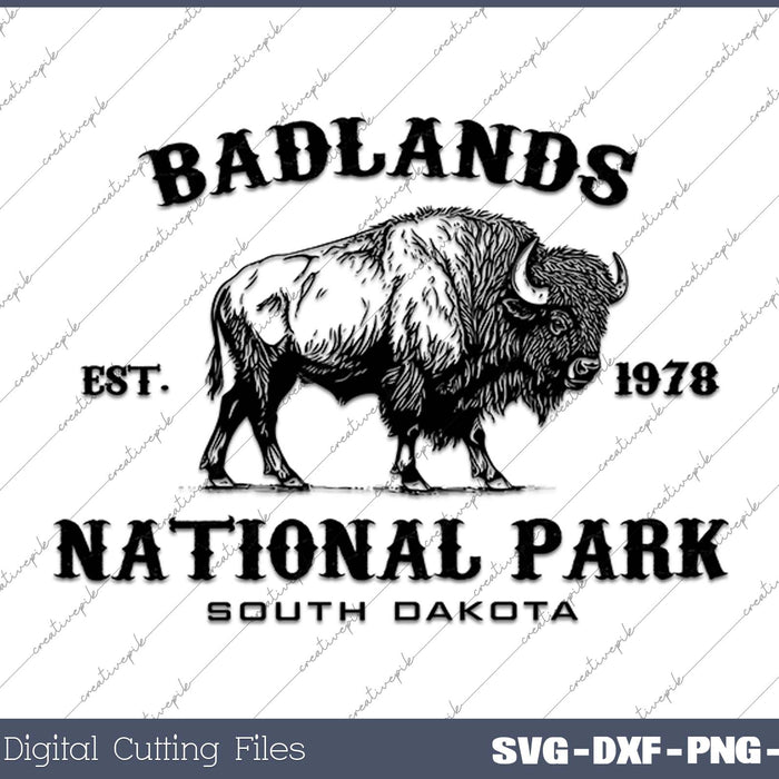 Badlands National Park South Dakota American Bison Souvenir SVG PNG Cutting Printable Files