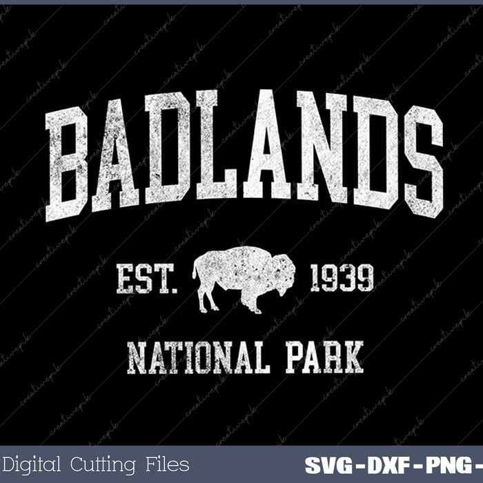 Badlands Vintage National Park Sports Design SVG PNG Cutting Printable Files