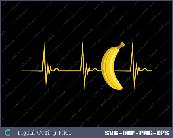 Banana Lover Heartbeat EKG Pulse Fruitarian 