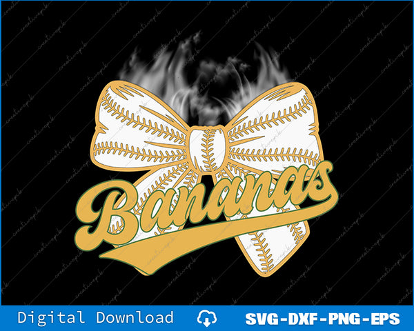 Bananas coquette bow lovers Baseball SVG PNG Cutting Printable Files