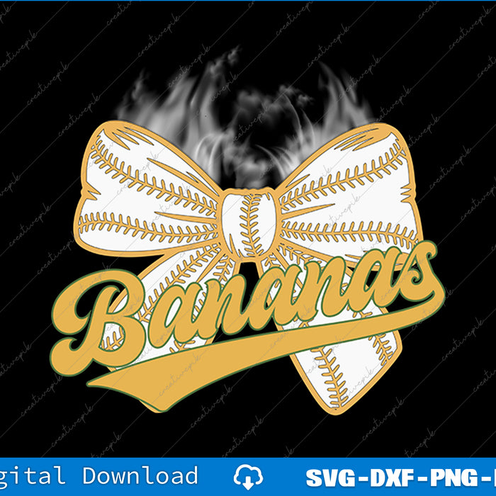 Bananas coquette bow lovers Baseball SVG PNG Cutting Printable Files