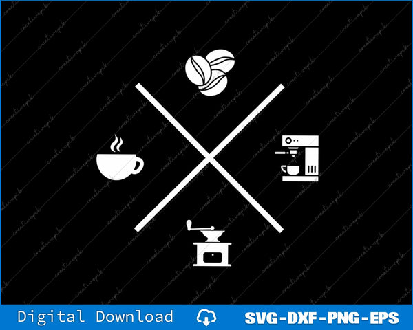 Barista Coffee Espresso Cappuccino Coffee Maker SVG PNG Cutting File
