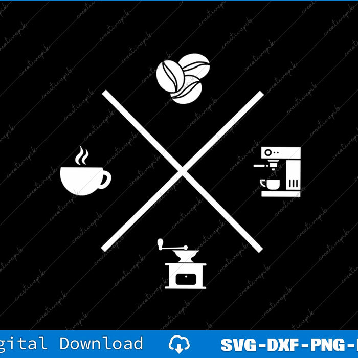 Barista Coffee Espresso Cappuccino Coffee Maker SVG PNG Cutting File