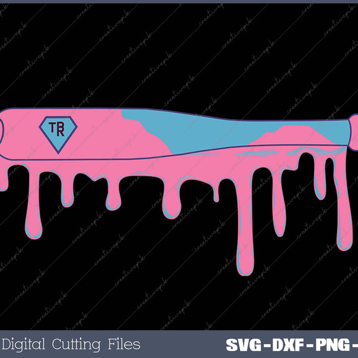 Baseball Bat with Sprinkles Drip SVG PNG Printable Files