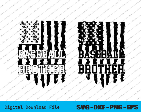 Baseball Brother American USA Flag SVG PNG Cutting Printable Files