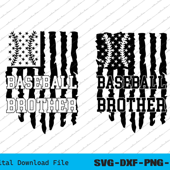 Baseball Brother American USA Flag SVG PNG Cutting Printable Files