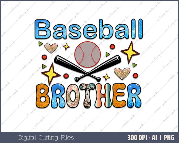 Baseball Brother Laces Little League Big Bro Matching Family AI PNG Sublimation File