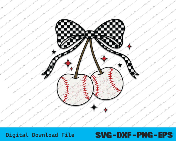 Baseball Cherries Coquette SVG PNG Cutting Printable Files
