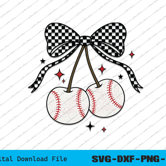 Baseball Cherries Coquette SVG PNG Cutting Printable Files