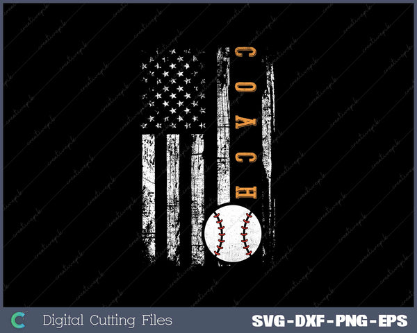 Baseball Coach American Flag Baseball Trainer Coaching SVG PNG files