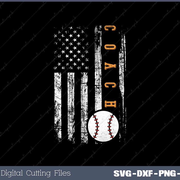 Baseball Coach American Flag Baseball Trainer Coaching SVG PNG files