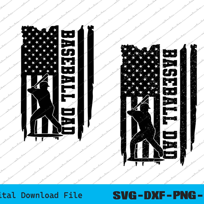 Baseball Dad American USA Flag SVG PNG Cutting Files