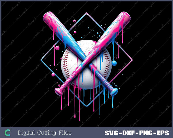 Baseball Drip Baseball Ice Cream Drip SVG PNG Cutting Printable Files