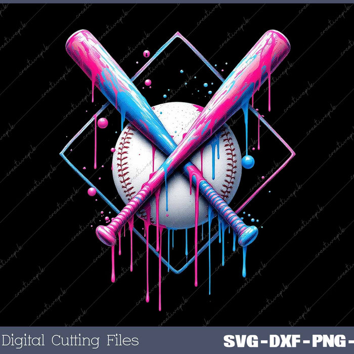 Baseball Drip Baseball Ice Cream Drip SVG PNG Cutting Printable Files