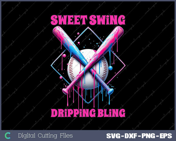 Baseball Drip Sweet Swing Dripping Bling SVG PNG Cutting Printable Files