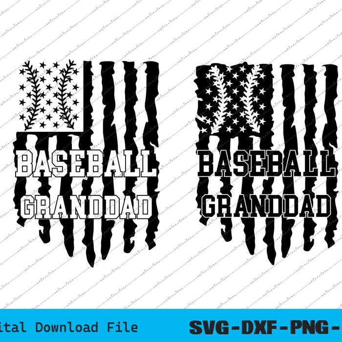 Baseball GrandDad American USA Flag SVG PNG Cutting Files