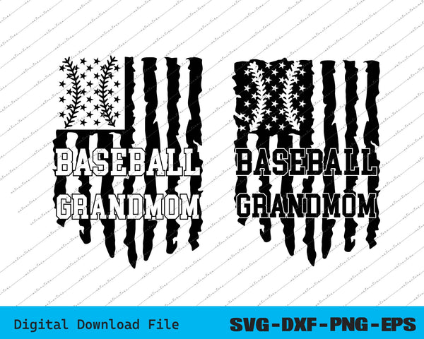 Baseball Grandmom American USA Flag SVG PNG Cutting Printable Files