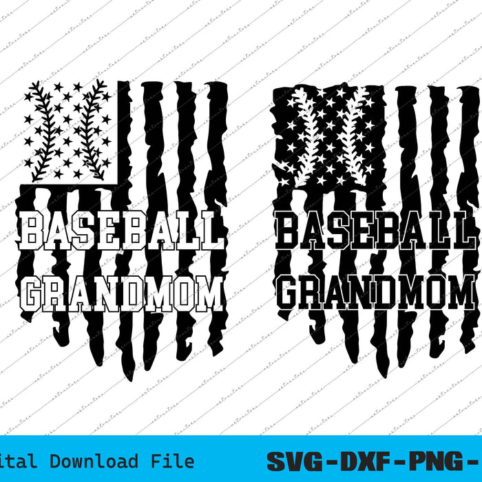 Baseball Grandmom American USA Flag SVG PNG Cutting Printable Files