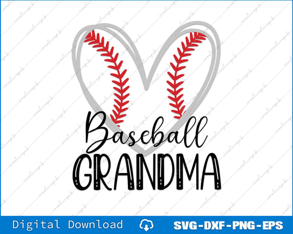 Baseball Grandma Personalized Baseball Heart SVG PNG Printable Files