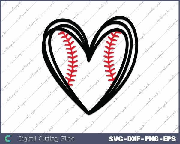 Baseball Heart Baseball Stitch SVG PNG Cutting Printable Files