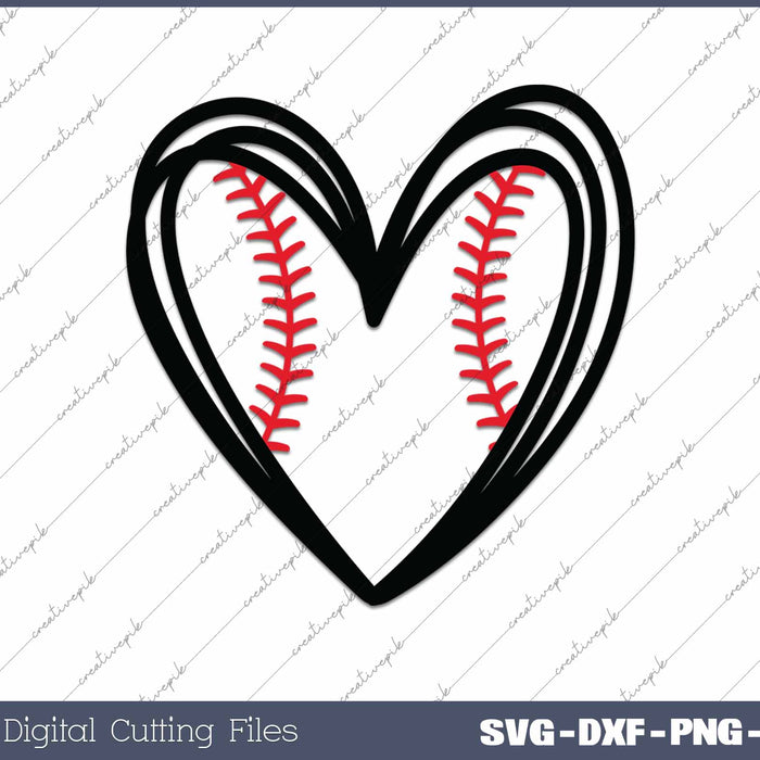 Baseball Heart Baseball Stitch SVG PNG Cutting Printable Files