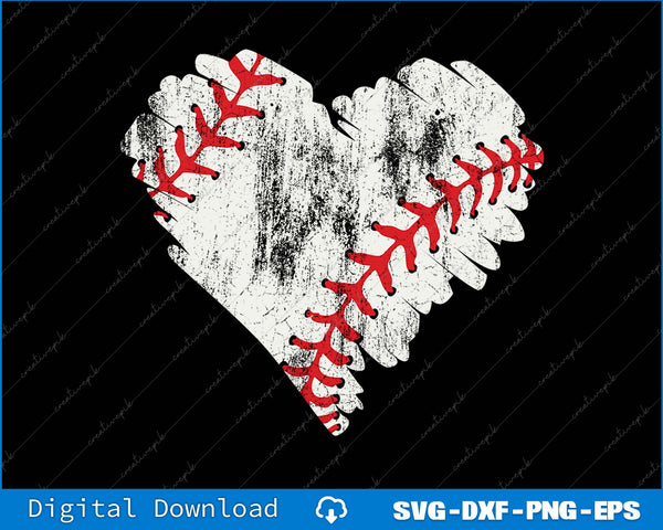 Baseball Heart Distressed SVG PNG Cutting Printable Files