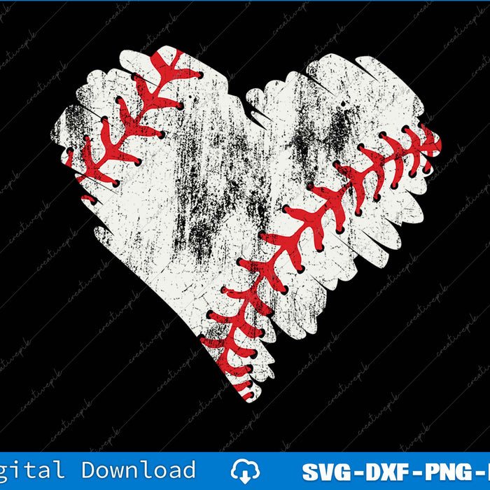 Baseball Heart Distressed SVG PNG Cutting Printable Files