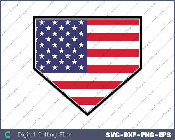 Baseball Home Plate American Flag SVG PNG Cutting Printable Files