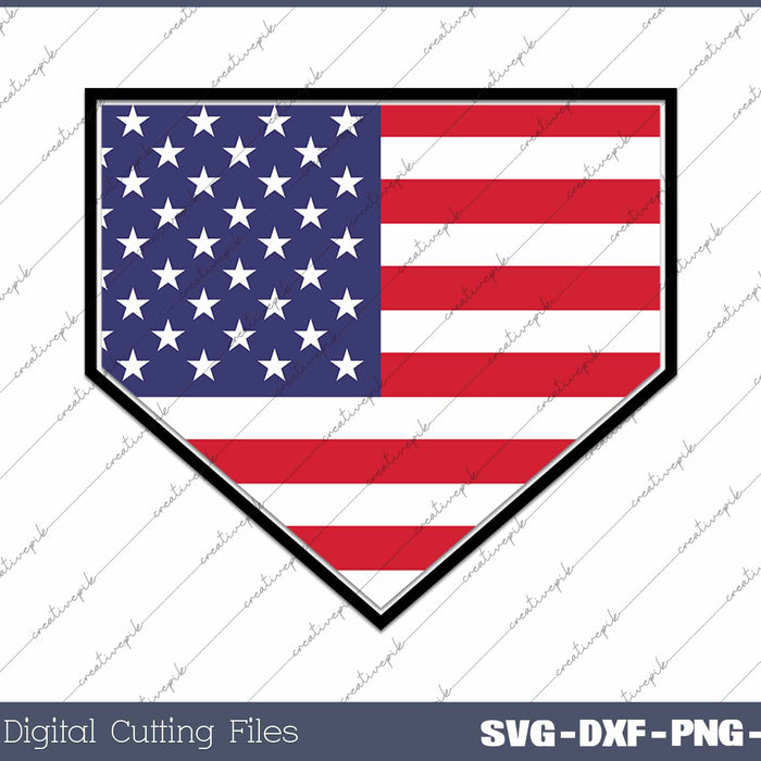 Baseball Home Plate American Flag SVG PNG Cutting Printable Files