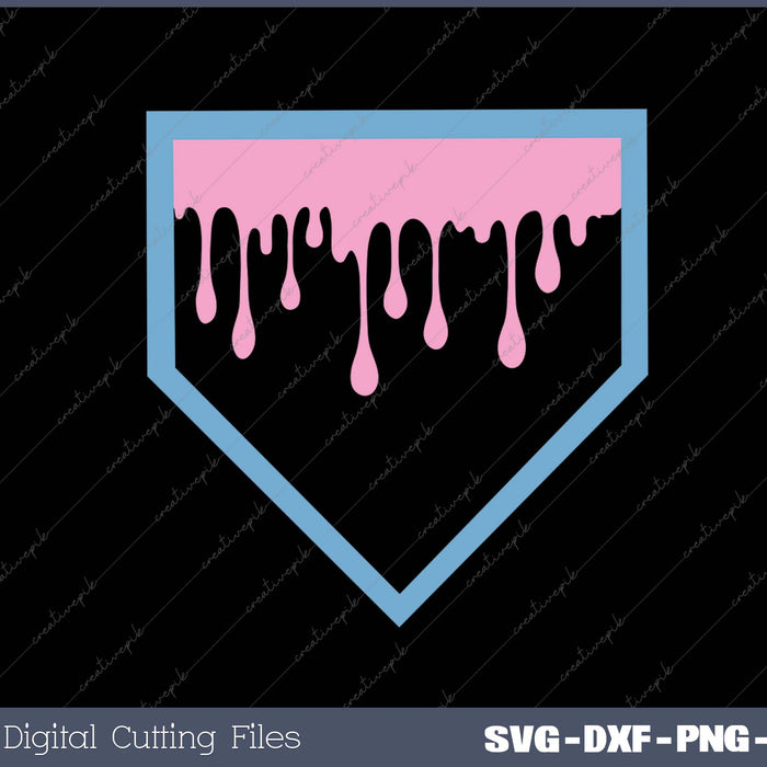 Baseball Home Plate Drip with Melting Ice Cream Drippy Fans SVG PNG Printable Files