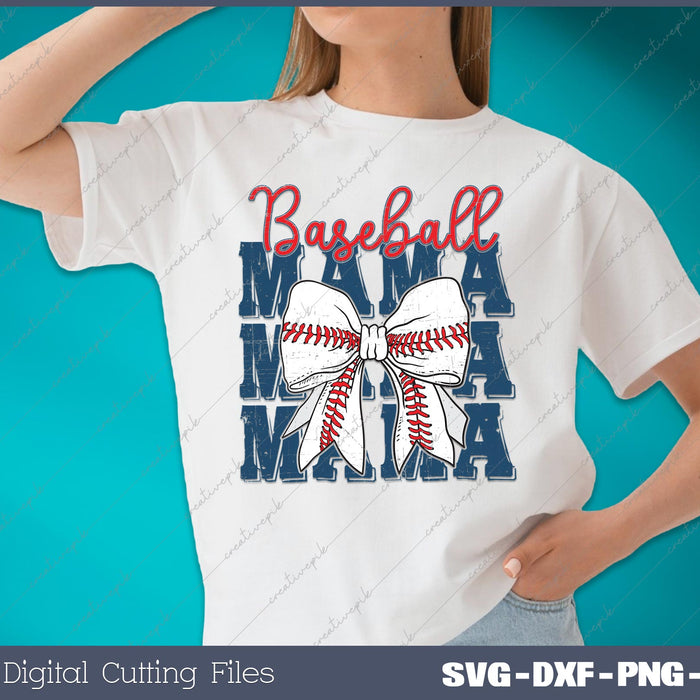 Baseball Mama Coquette Bow SVG PNG Cutting Printable Files