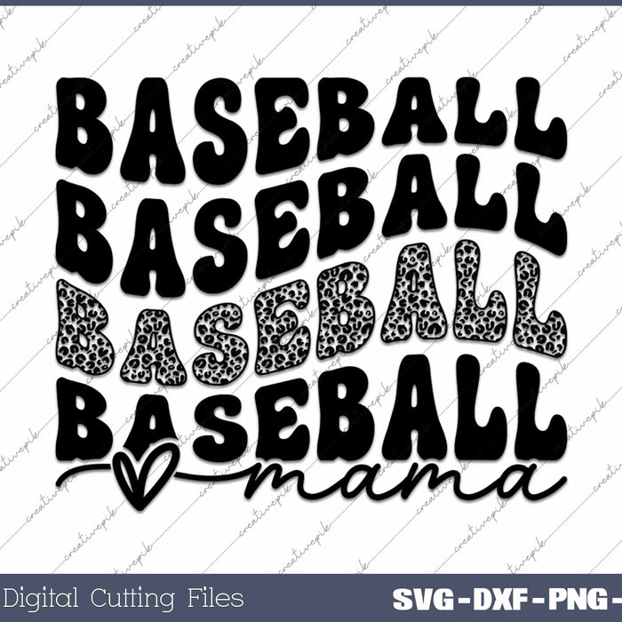 Baseball Mama Leopard Pattern SVG PNG Cutting Printable Files