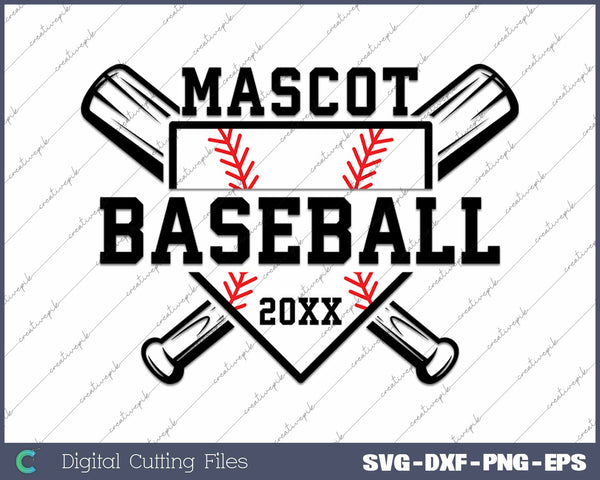 Baseball Mascot Softball Team Template SVG PNG Cutting Printable Files