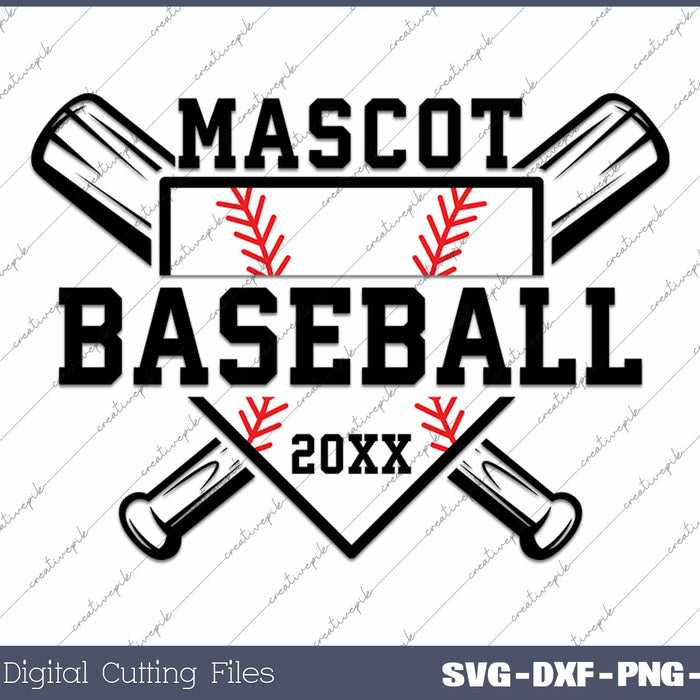 Baseball Mascot Softball Team Template SVG PNG Cutting Printable Files