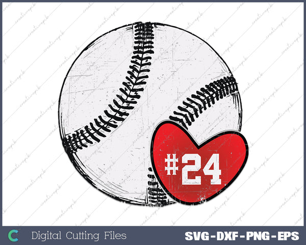 Baseball Mom Number 24 SVG PNG Cutting Printable Files