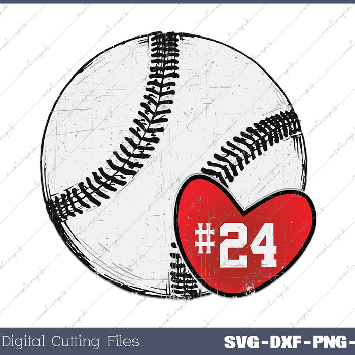 Baseball Mom Number 24 SVG PNG Cutting Printable Files