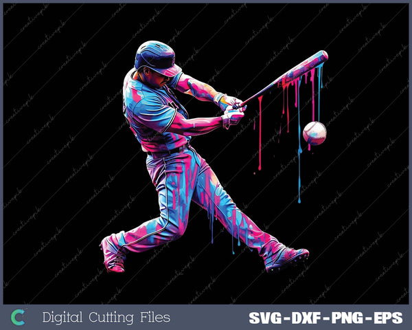 Baseball Player Drip SVG PNG Cutting Printable Files