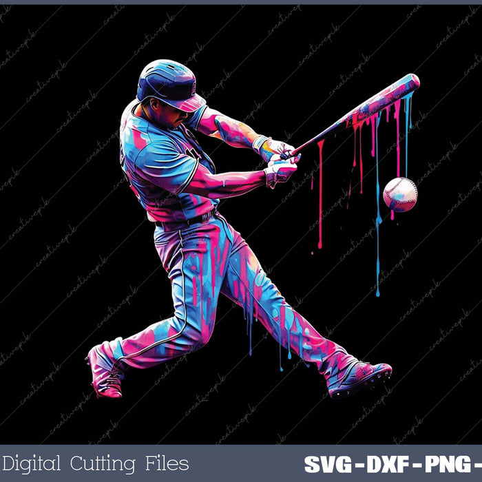 Baseball Player Drip SVG PNG Cutting Printable Files