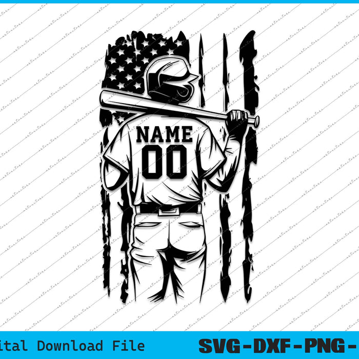 Baseball Player Personalized Name SVG PNG Cutting Printable Files