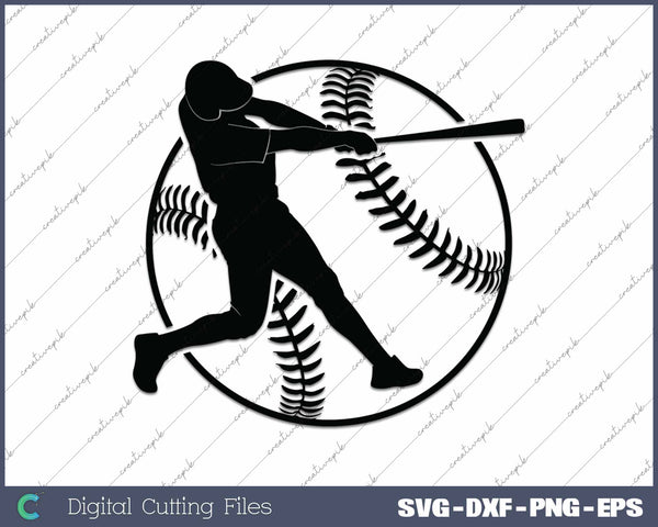 Baseball Player Silhouette SVG PNG Cutting Printable Files