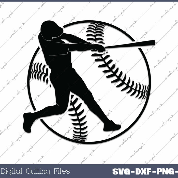 Baseball Player Silhouette SVG PNG Cutting Printable Files